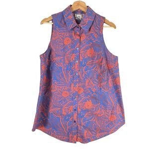 Finley Blue and Orange Floral Sleeveless Blouse